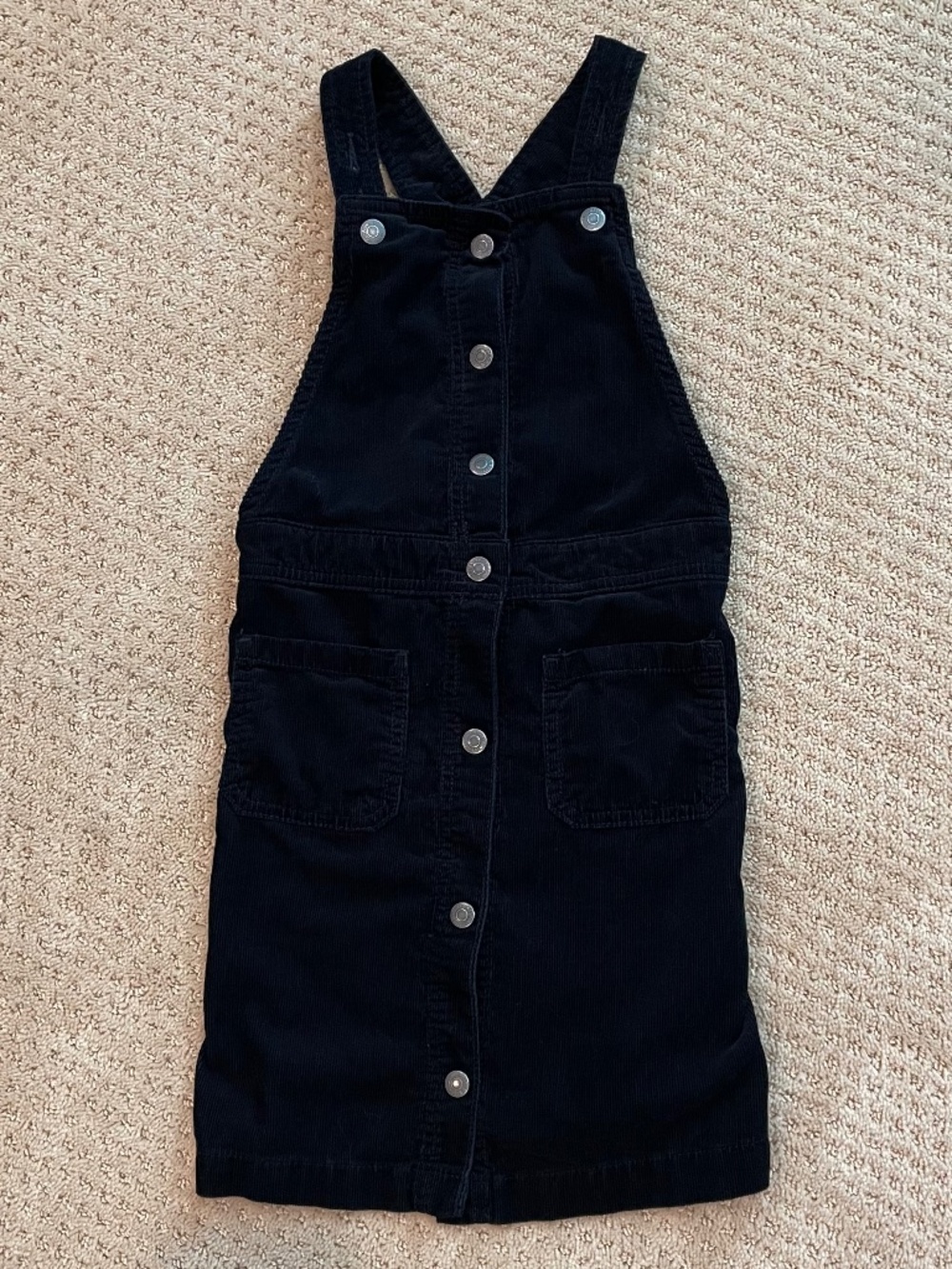 Old Navy Black Corduroy Snap Front Overall Dress Jumper Girls M 8